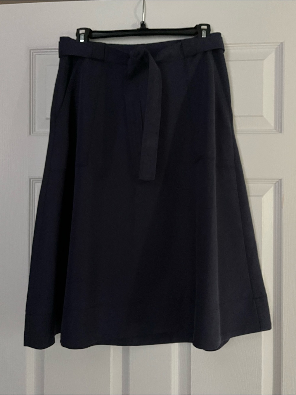Tommy Hilfiger Navy A-Line Skirt with Waist Tie Belt and back zipper